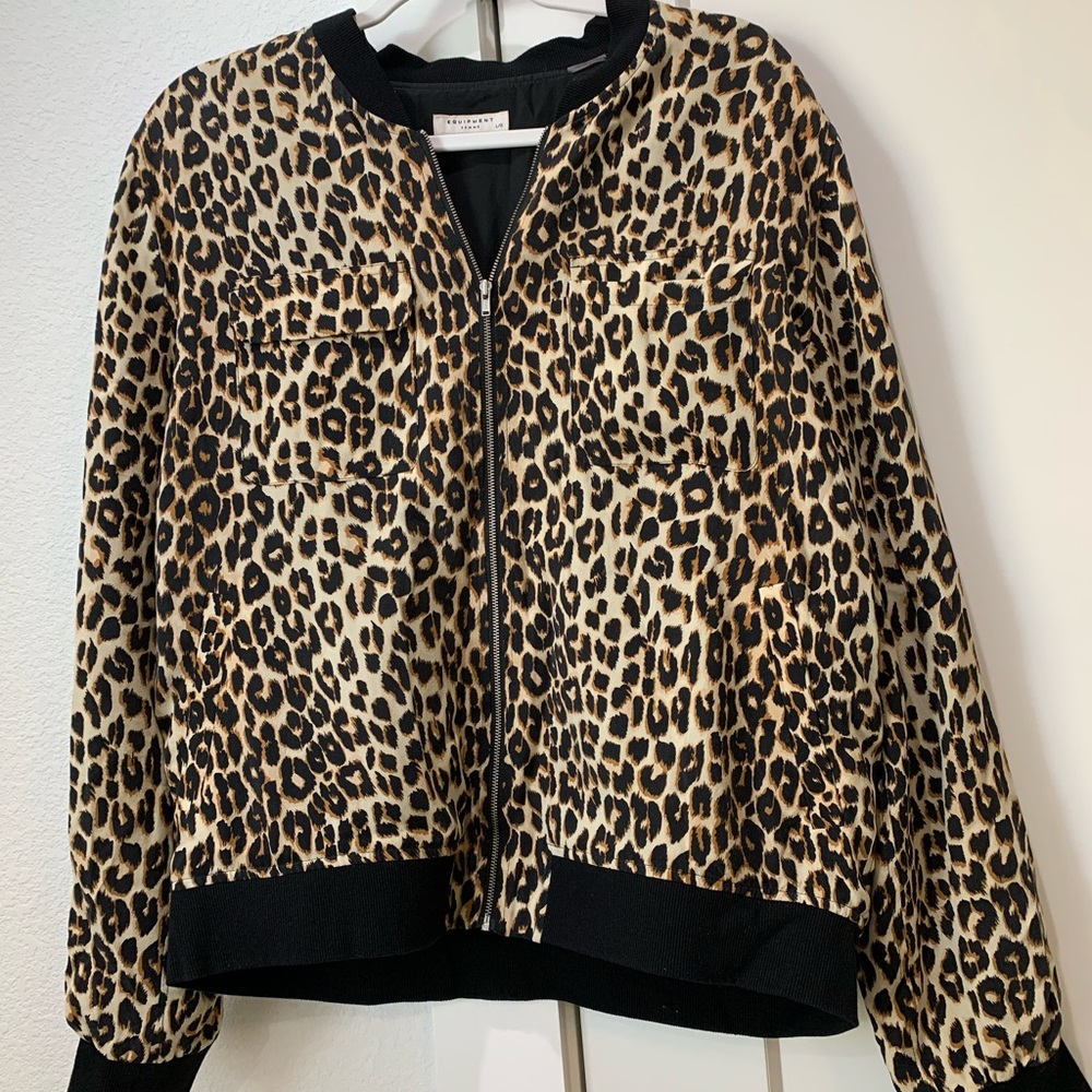 Equipment femme silk bomber jacket size large